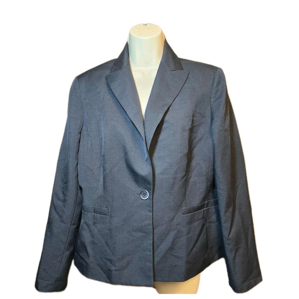💼 Kasper‎ Women's Gray 1 Button Career Blazer Jacket Sz12 Elegant& Professional